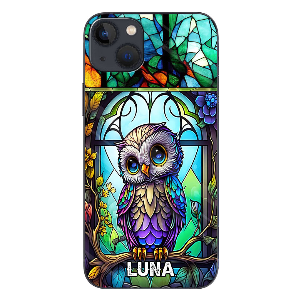 Cute Owl Stained Glass - Personalized Owl Phone case