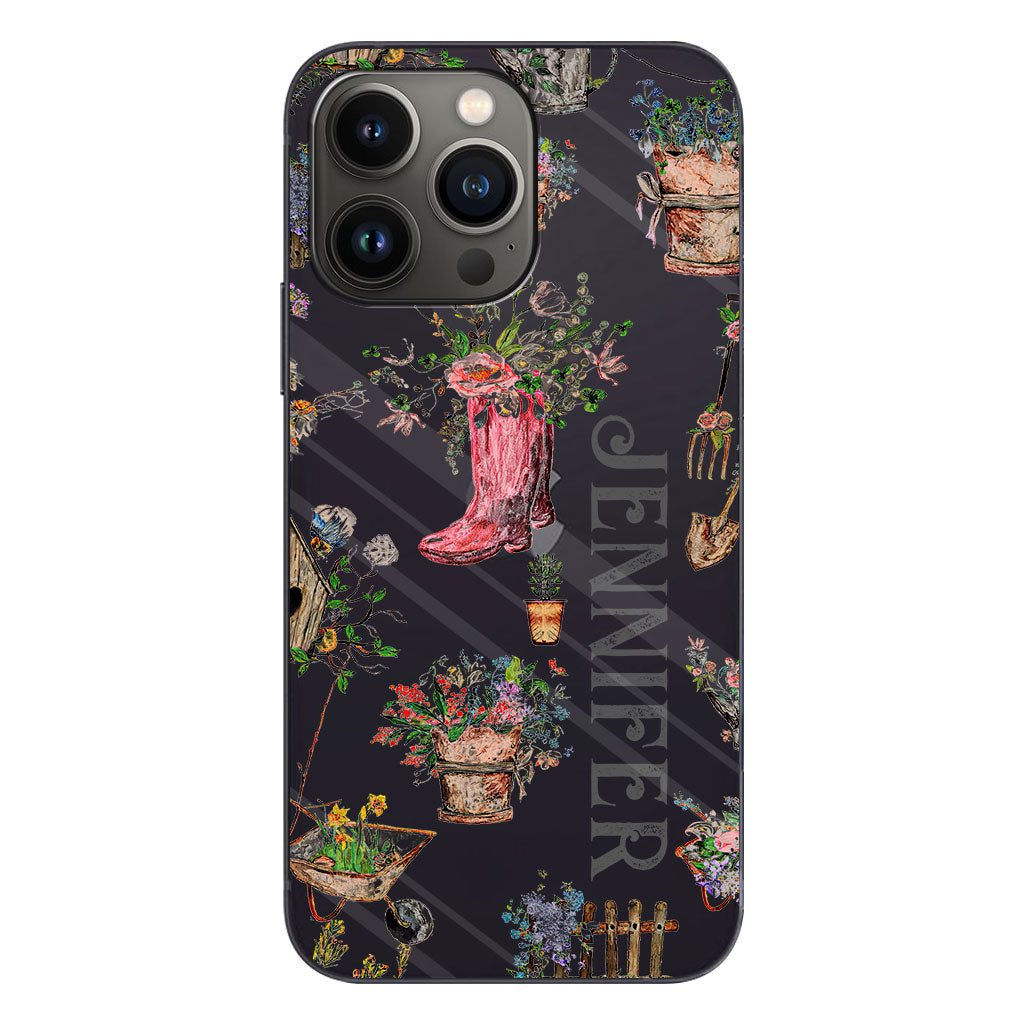 Schöne Gartenartikel – Personalisierte transparente Handyhülle mit Gartenmotiven