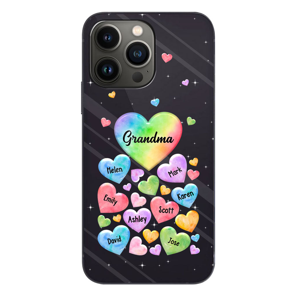 Colorful Heart Of Grandma Mother - Gift for grandma, grandma, mom - Personalized Clear Phone Case