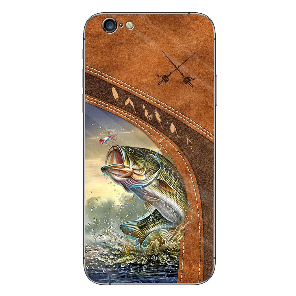 Fishing Lovers - Personalized Phone Case With Leather Pattern Print
