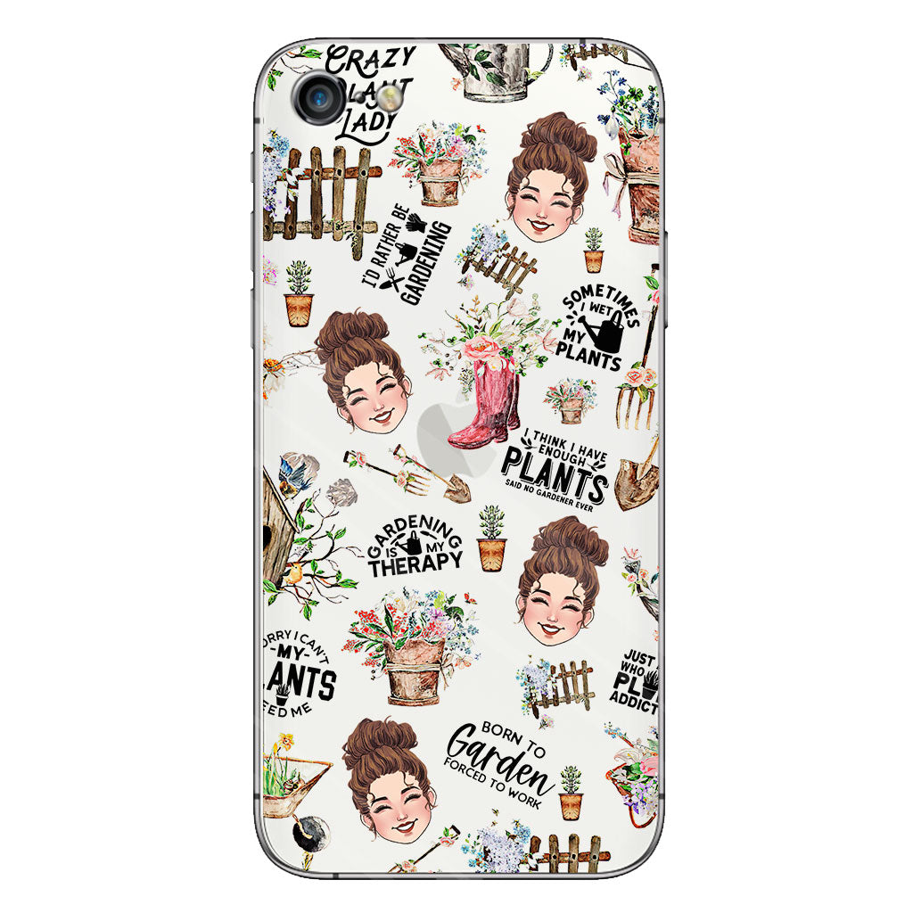 Ich gärtnere seit meiner Geburt – Personalisierte transparente Handyhülle mit Gartenmotiv