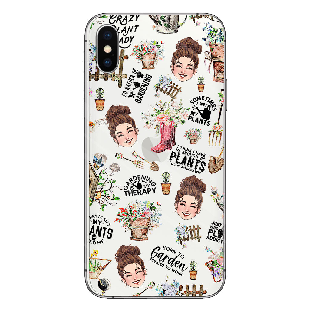 Ich gärtnere seit meiner Geburt – Personalisierte transparente Handyhülle mit Gartenmotiv