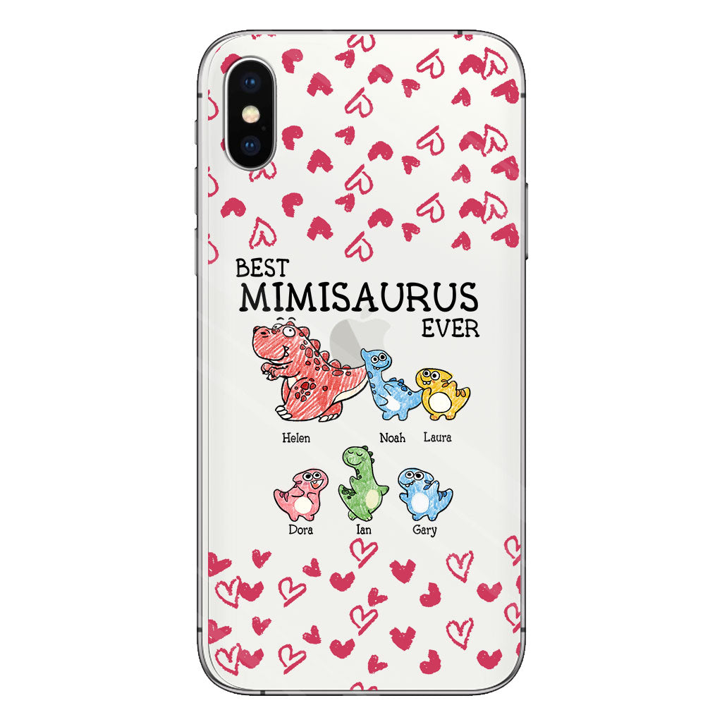 Der beste Mimisaurus aller Zeiten – Geschenk für Oma, Opa, Papa, Mama, Tante, Onkel – Personalisierte, transparente Handyhülle