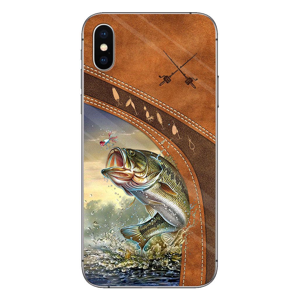Fishing Lovers - Personalized Phone Case With Leather Pattern Print