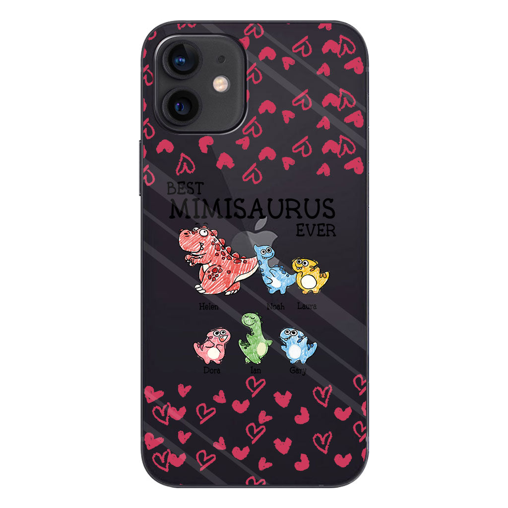 Der beste Mimisaurus aller Zeiten – Geschenk für Oma, Opa, Papa, Mama, Tante, Onkel – Personalisierte, transparente Handyhülle