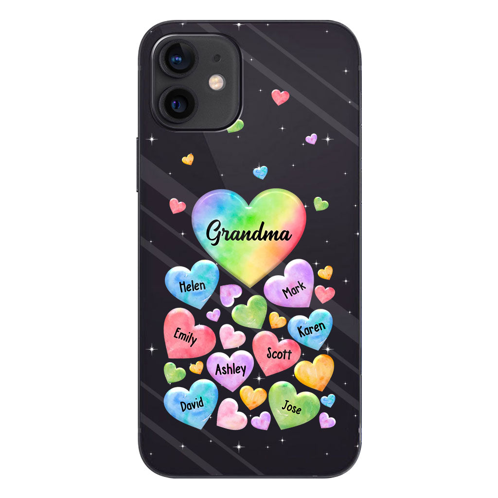 Colorful Heart Of Grandma Mother - Gift for grandma, grandma, mom - Personalized Clear Phone Case