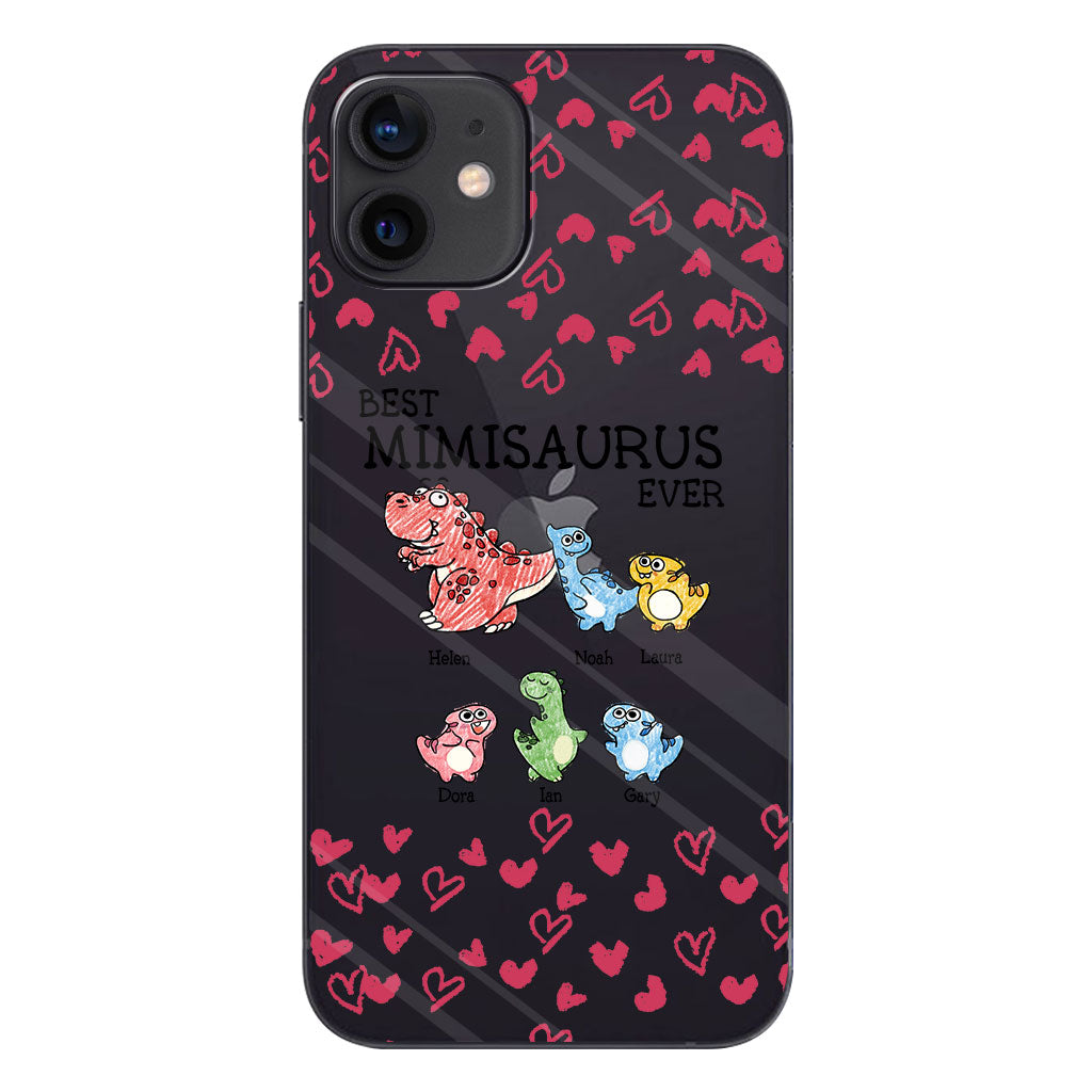 Der beste Mimisaurus aller Zeiten – Geschenk für Oma, Opa, Papa, Mama, Tante, Onkel – Personalisierte, transparente Handyhülle