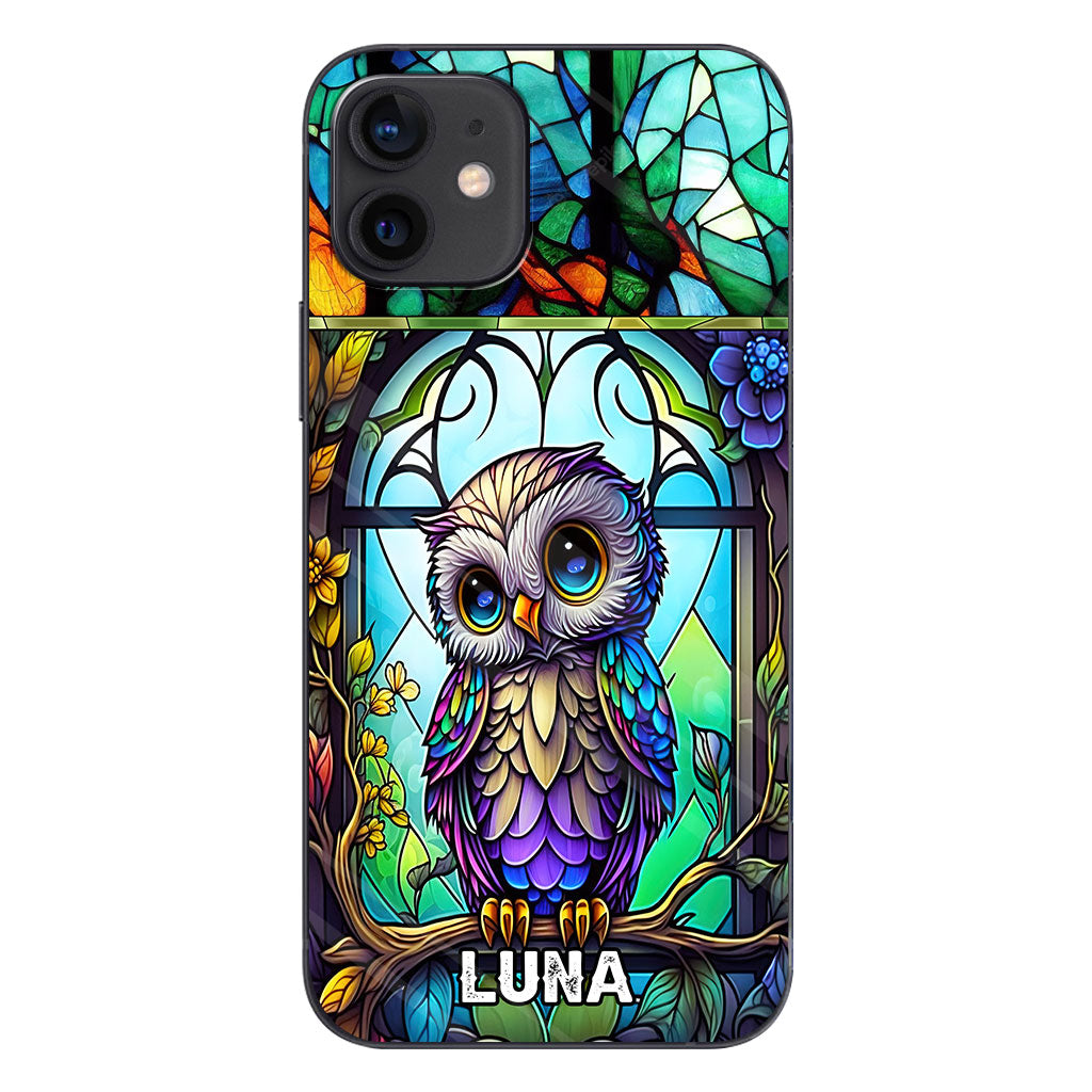 Cute Owl Stained Glass - Personalized Owl Phone case