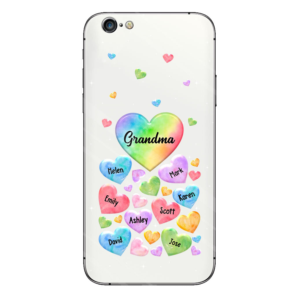 Colorful Heart Of Grandma Mother - Gift for grandma, grandma, mom - Personalized Clear Phone Case