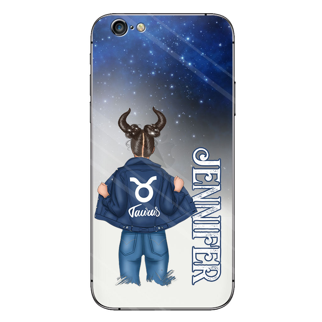 Zodiac Denim Girl - Personalized Horoscope Clear Phone Case