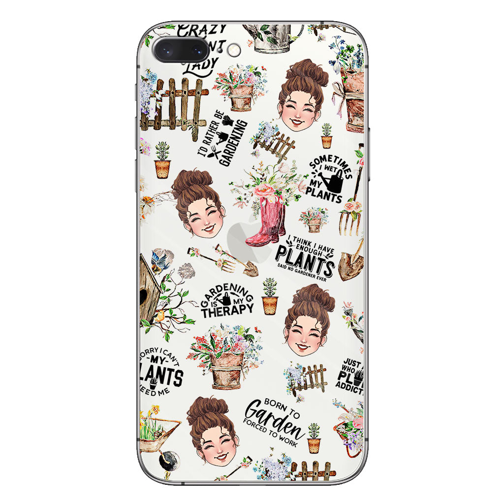 Ich gärtnere seit meiner Geburt – Personalisierte transparente Handyhülle mit Gartenmotiv