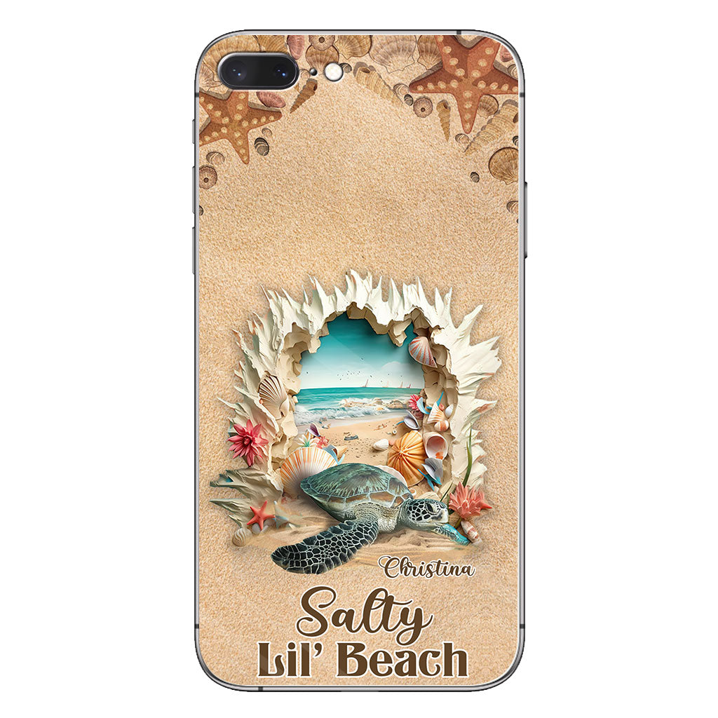 Salty Lil' Beach 3D Effect Pattern - Personalized Turtle Phone Case