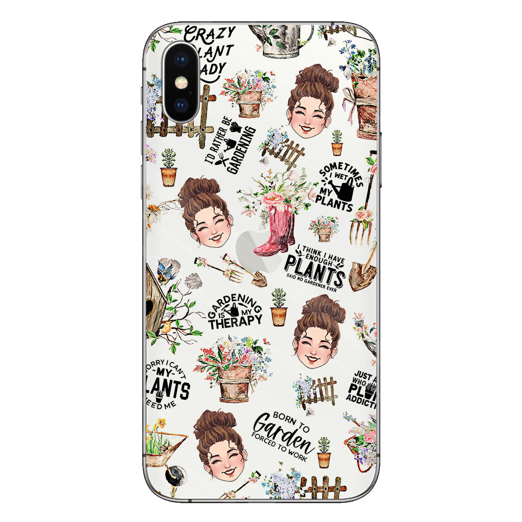 Ich gärtnere seit meiner Geburt – Personalisierte transparente Handyhülle mit Gartenmotiv