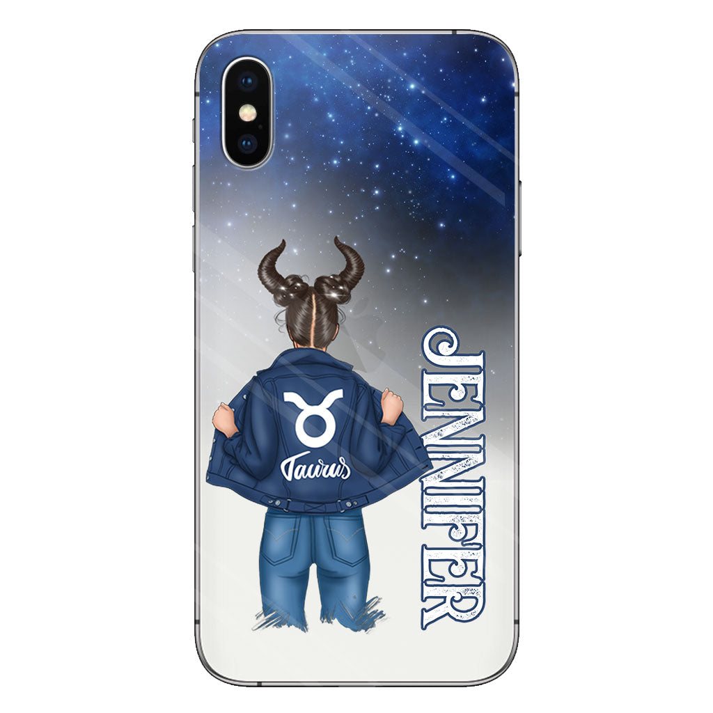 Zodiac Denim Girl - Personalized Horoscope Clear Phone Case