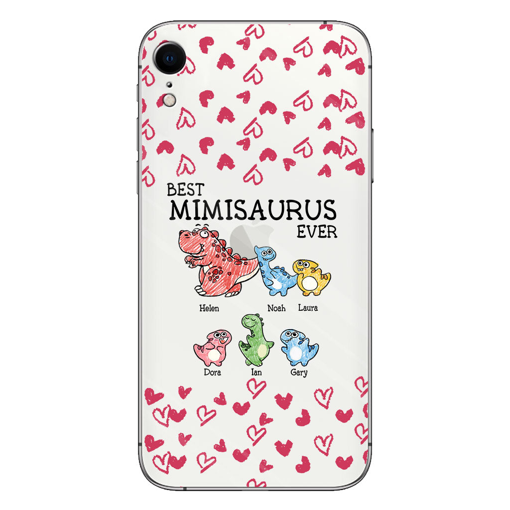 Der beste Mimisaurus aller Zeiten – Geschenk für Oma, Opa, Papa, Mama, Tante, Onkel – Personalisierte, transparente Handyhülle