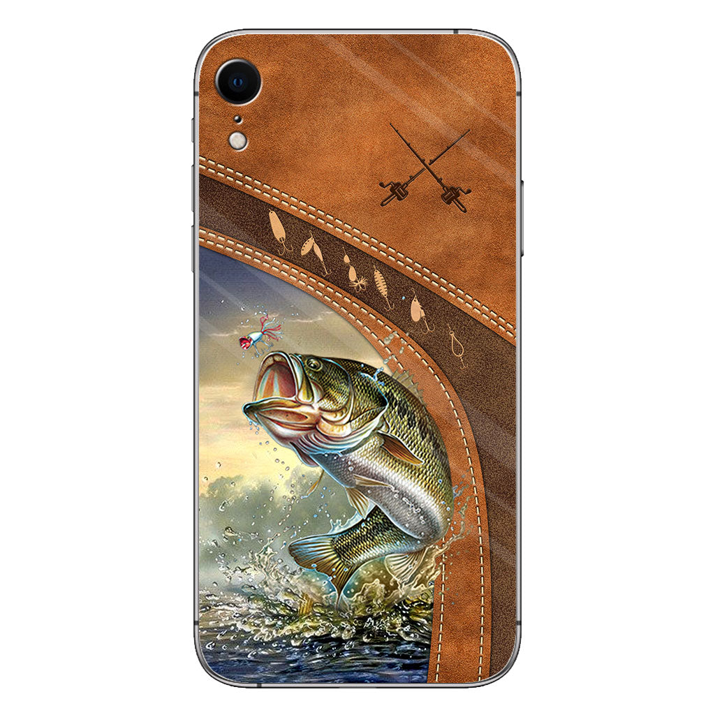 Fishing Lovers - Personalized Phone Case With Leather Pattern Print