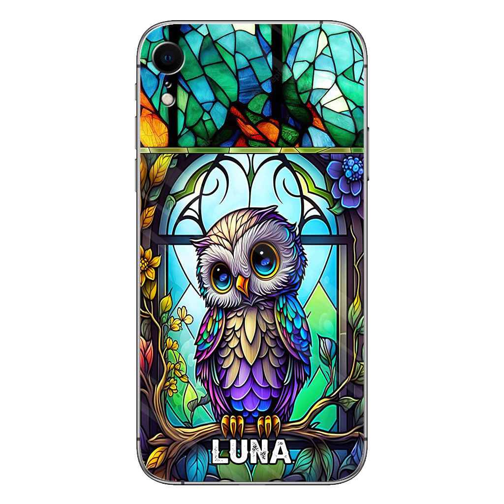 Cute Owl Stained Glass - Personalized Owl Phone case