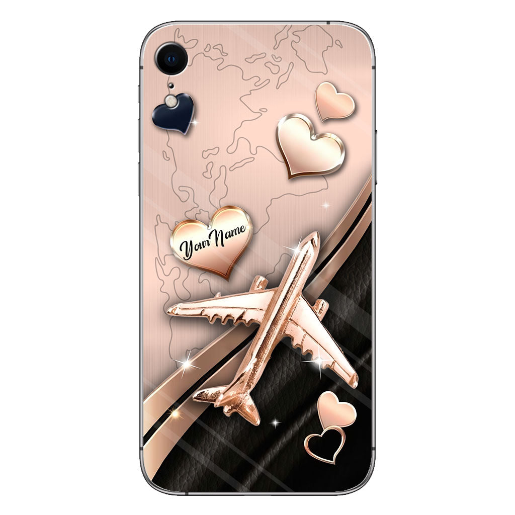 Airplane Rose Gold - Personalized Travelling Phone Case With 3D Pattern Print