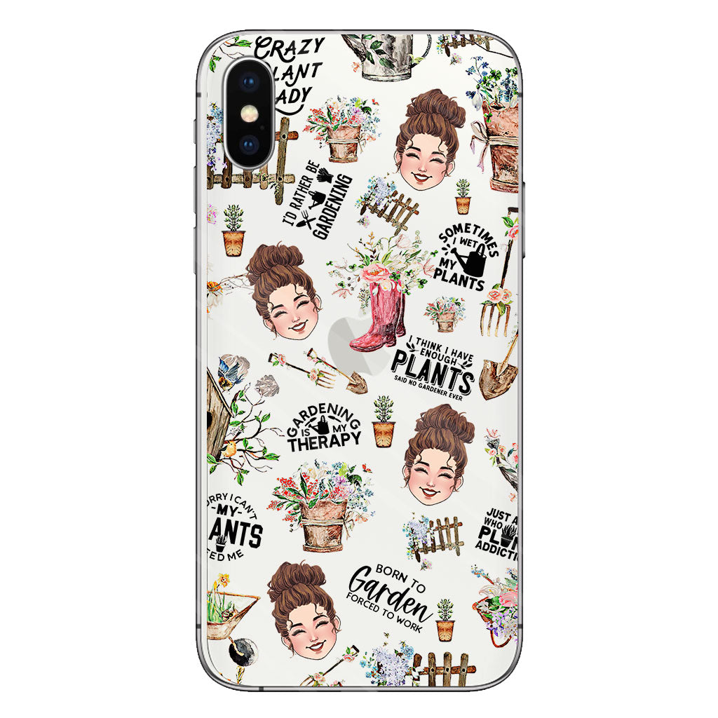 Ich gärtnere seit meiner Geburt – Personalisierte transparente Handyhülle mit Gartenmotiv