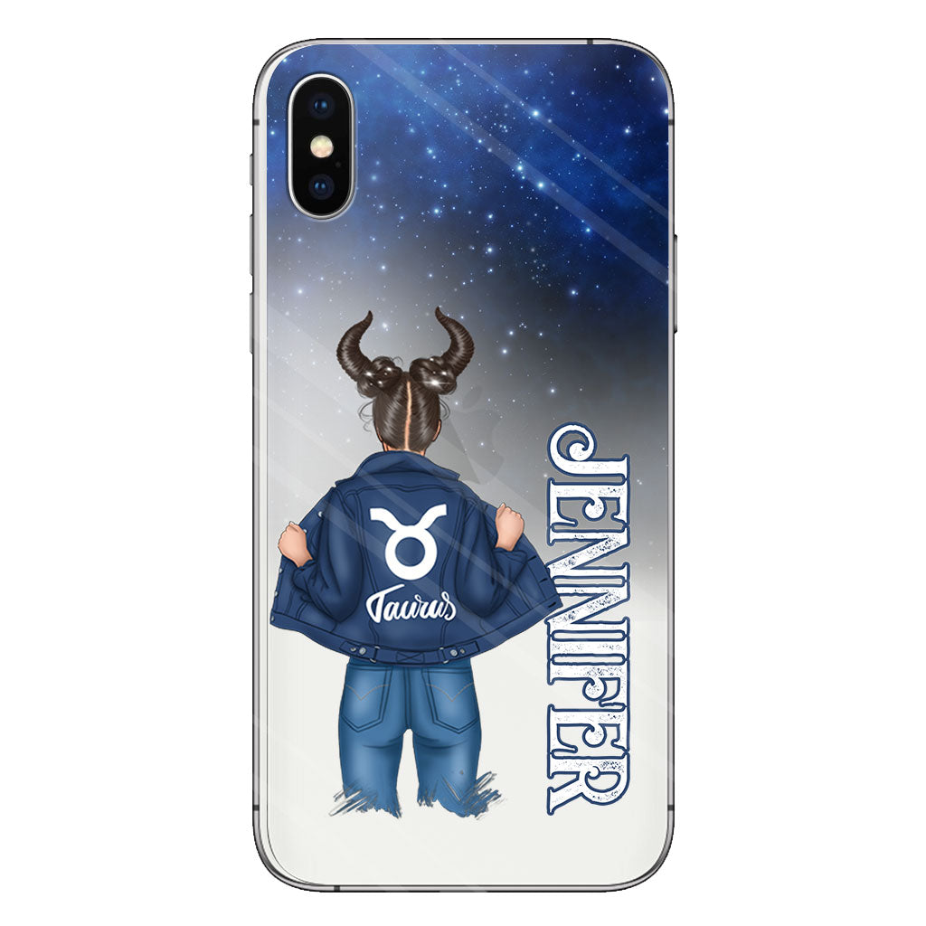 Zodiac Denim Girl - Personalized Horoscope Clear Phone Case