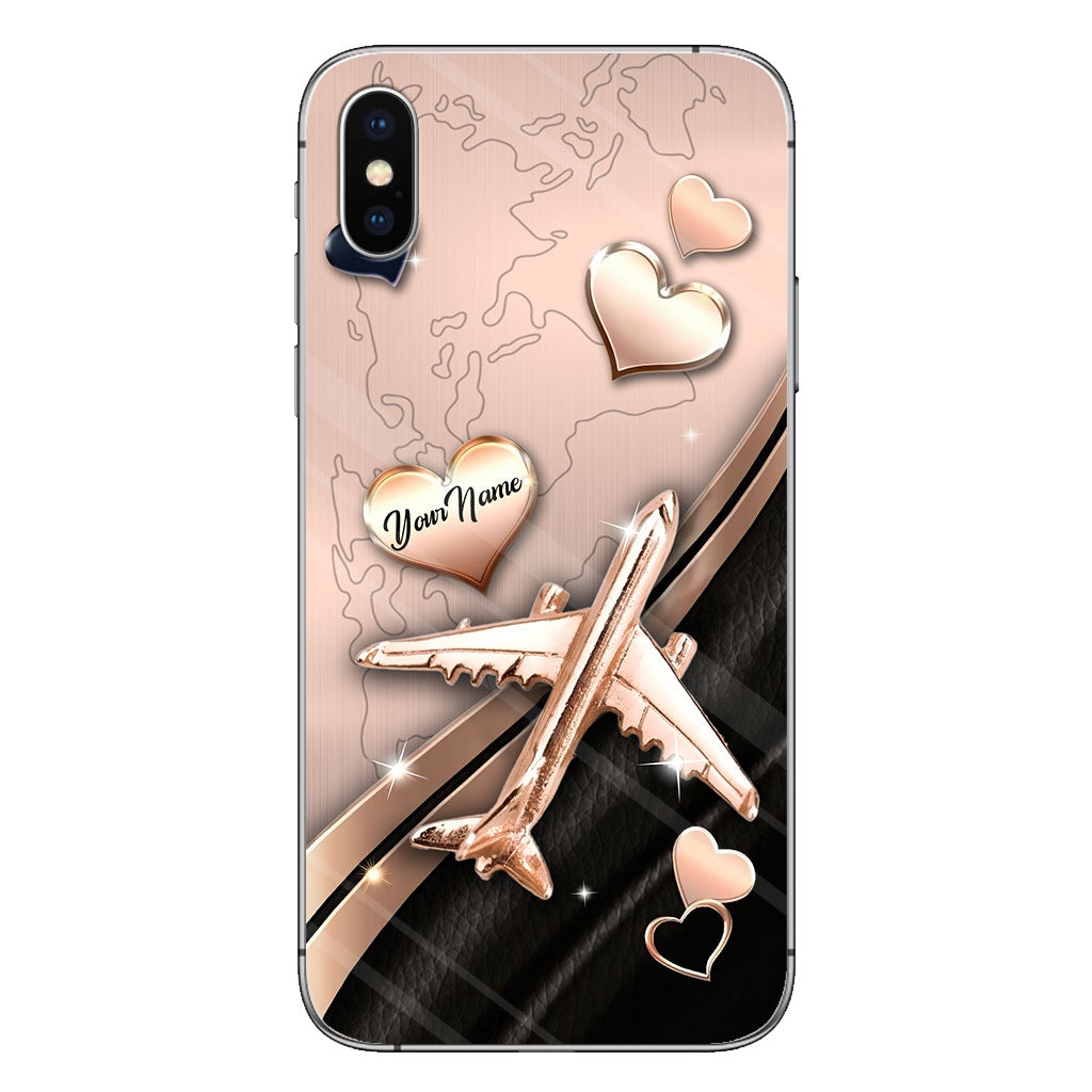 Airplane Rose Gold - Personalized Travelling Phone Case With 3D Pattern Print