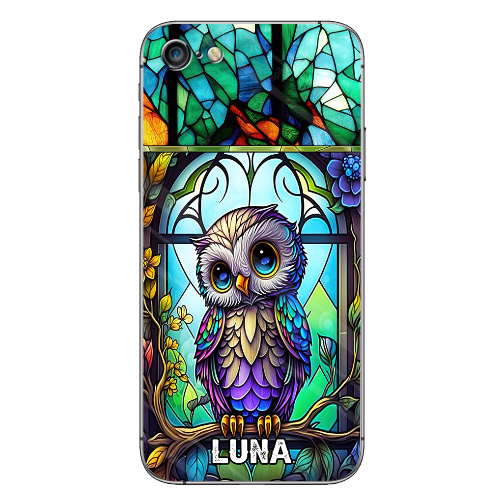 Cute Owl Stained Glass - Personalized Owl Phone case