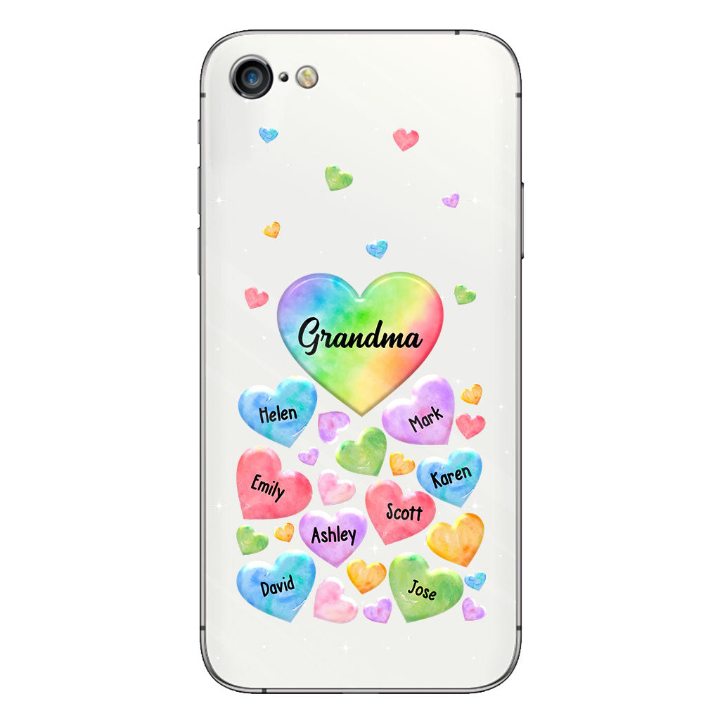 Colorful Heart Of Grandma Mother - Gift for grandma, grandma, mom - Personalized Clear Phone Case