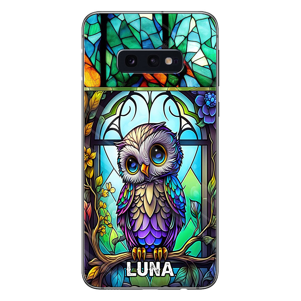 Cute Owl Stained Glass - Personalized Owl Phone case