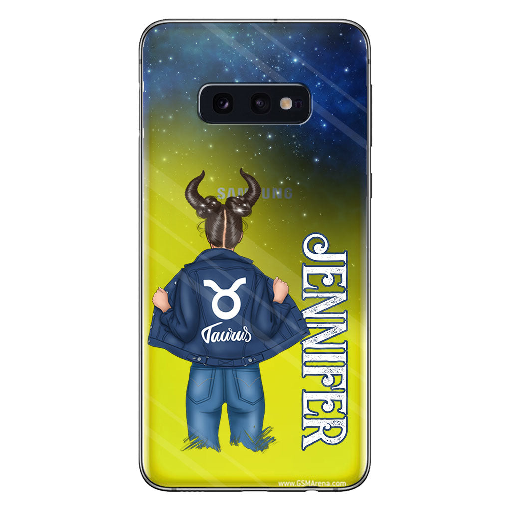 Zodiac Denim Girl - Personalized Horoscope Clear Phone Case