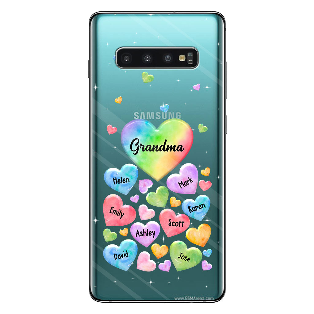Colorful Heart Of Grandma Mother - Gift for grandma, grandma, mom - Personalized Clear Phone Case