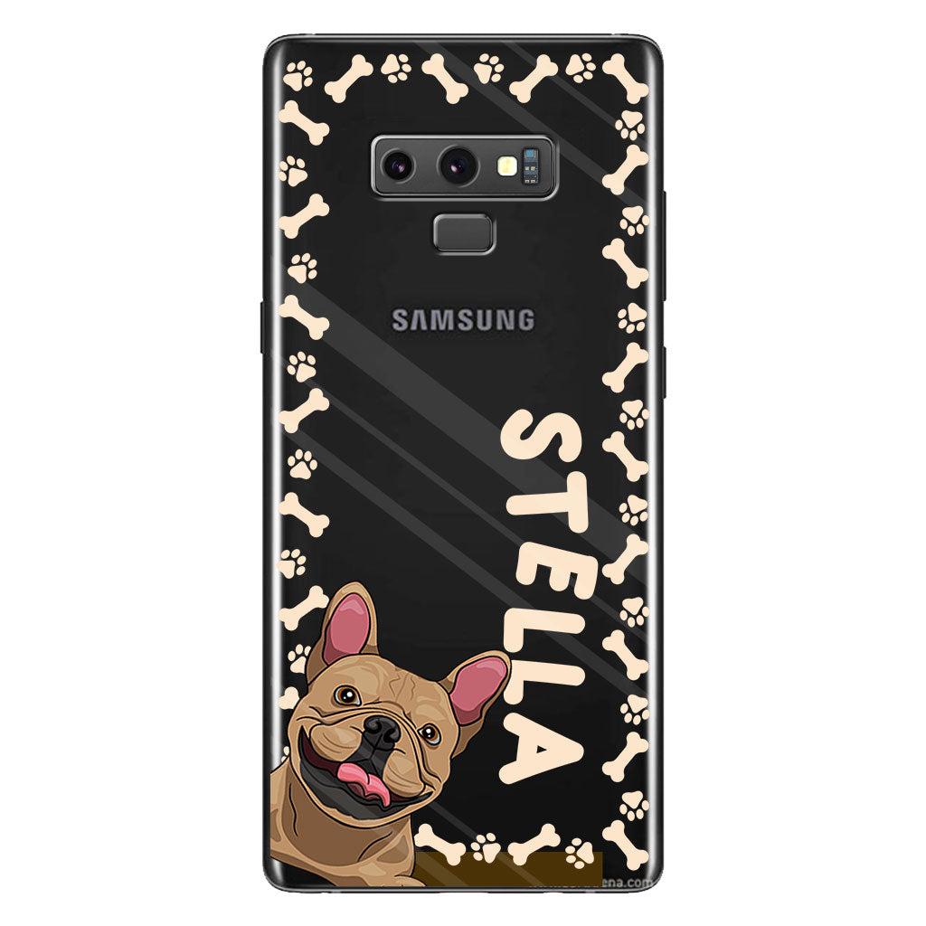 Das Leben ist schöner mit Haustieren – Personalisierte transparente Handyhülle mit Hundemotiv