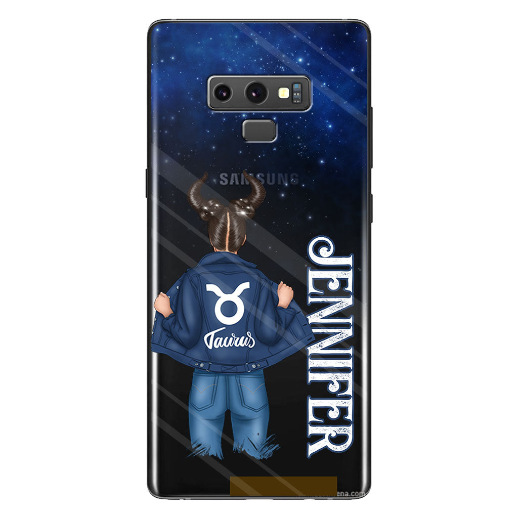 Zodiac Denim Girl - Personalized Horoscope Clear Phone Case