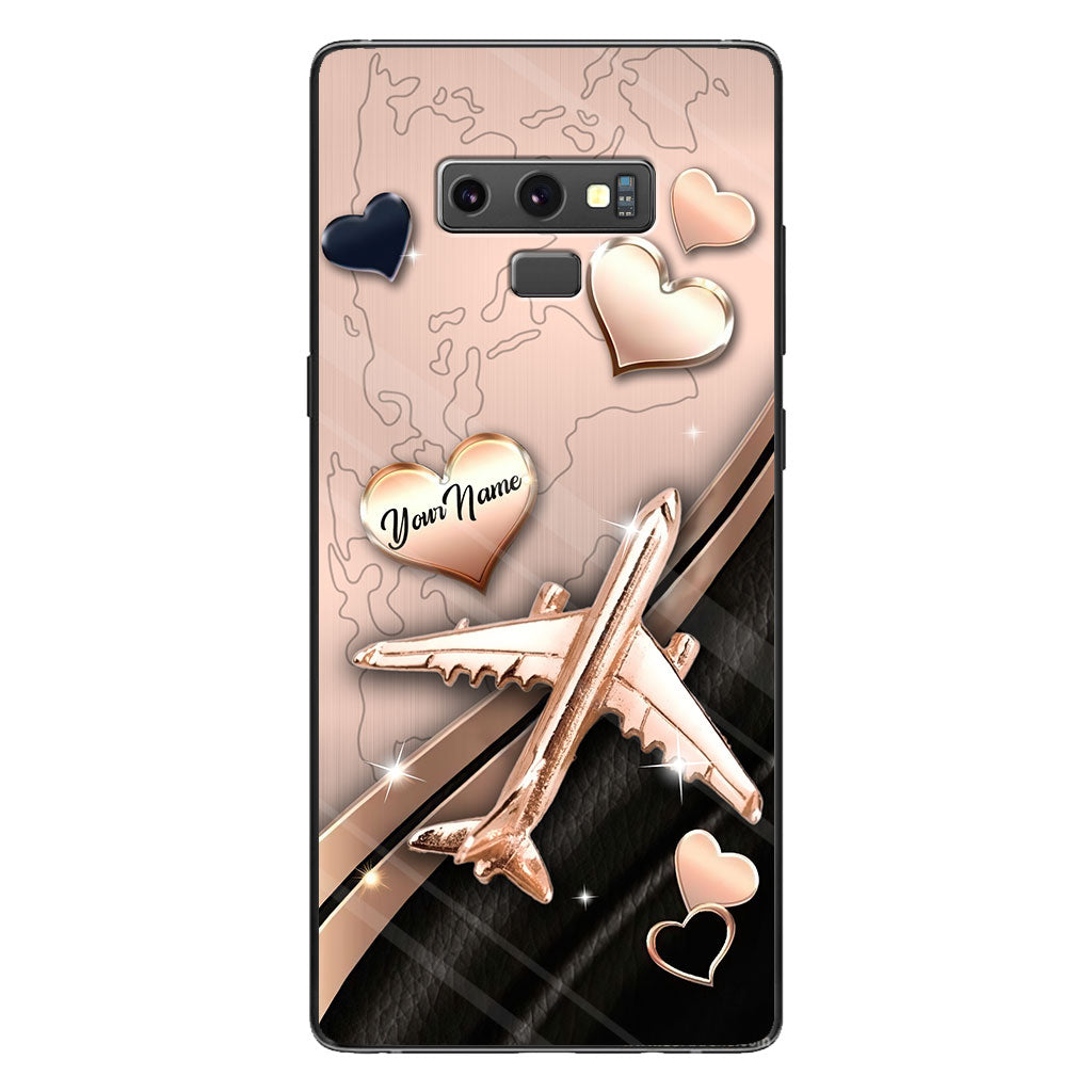 Airplane Rose Gold - Personalized Travelling Phone Case With 3D Pattern Print