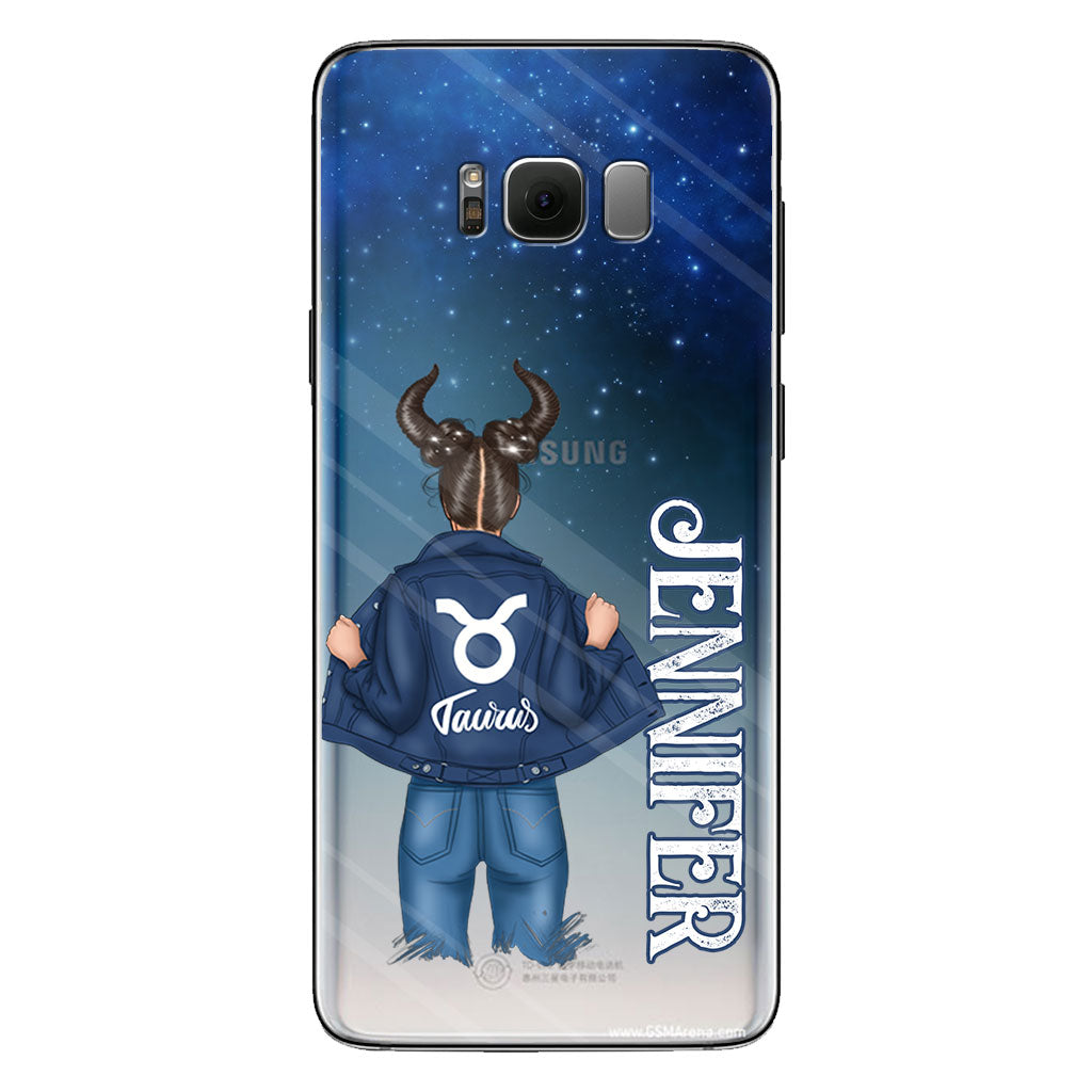 Zodiac Denim Girl - Personalized Horoscope Clear Phone Case