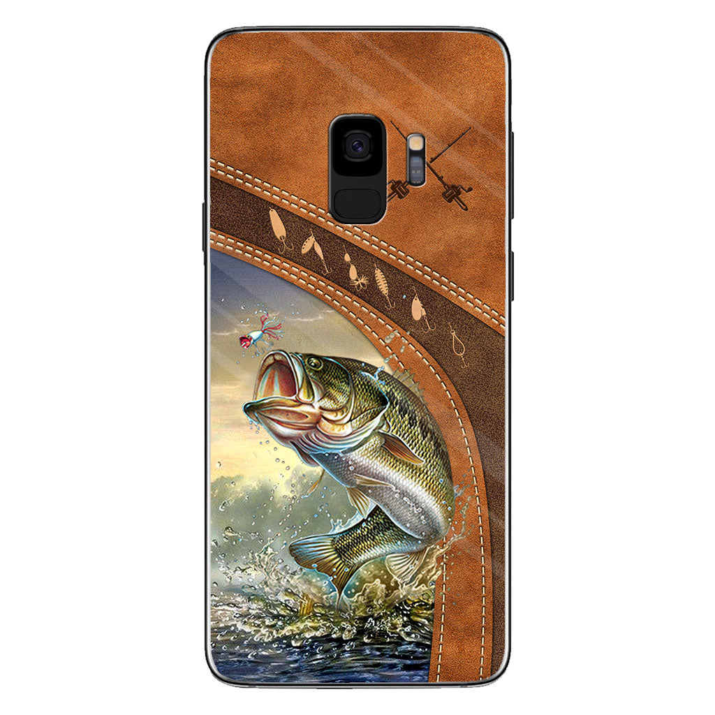 Fishing Lovers - Personalized Phone Case With Leather Pattern Print