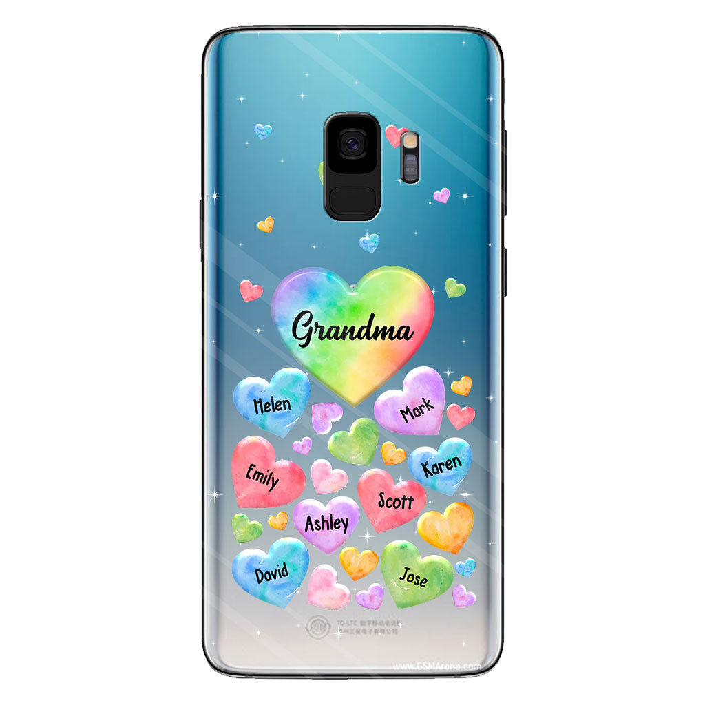 Colorful Heart Of Grandma Mother - Gift for grandma, grandma, mom - Personalized Clear Phone Case