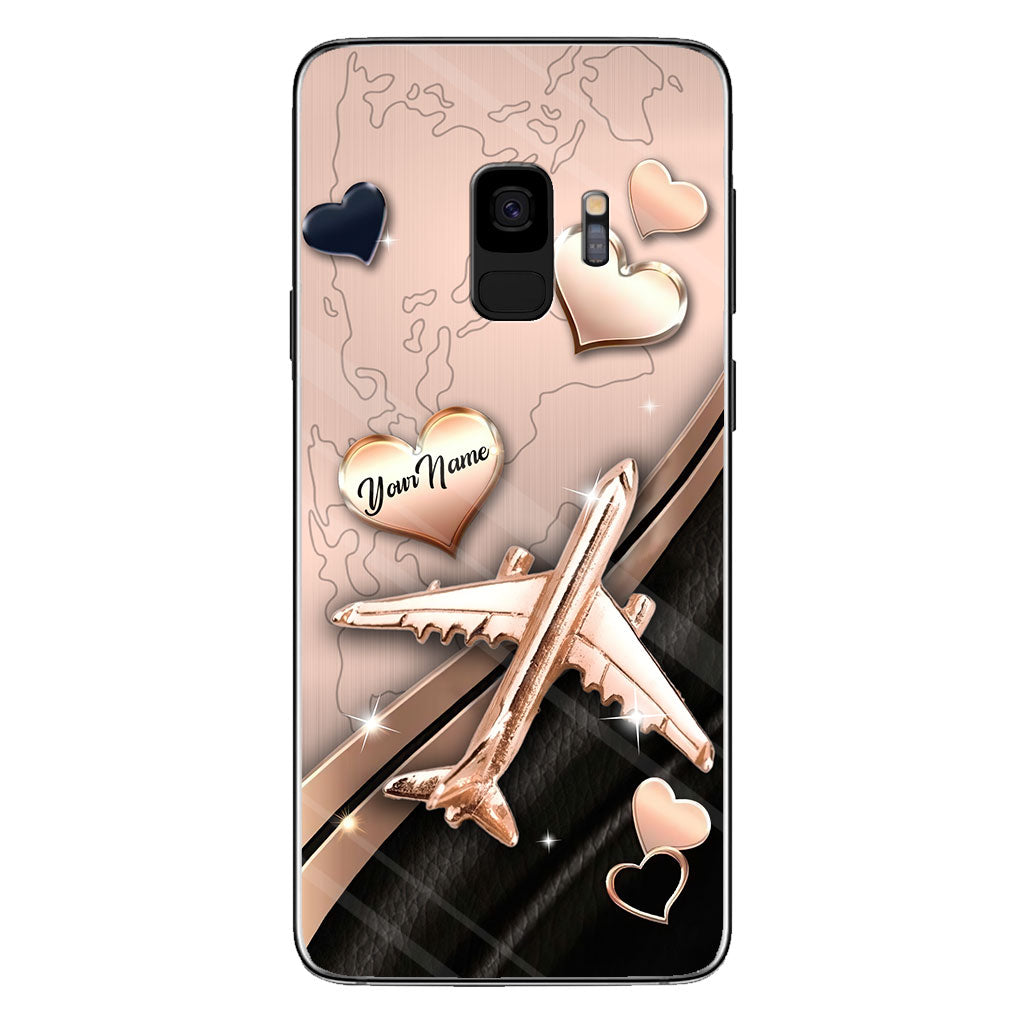 Airplane Rose Gold - Personalized Travelling Phone Case With 3D Pattern Print