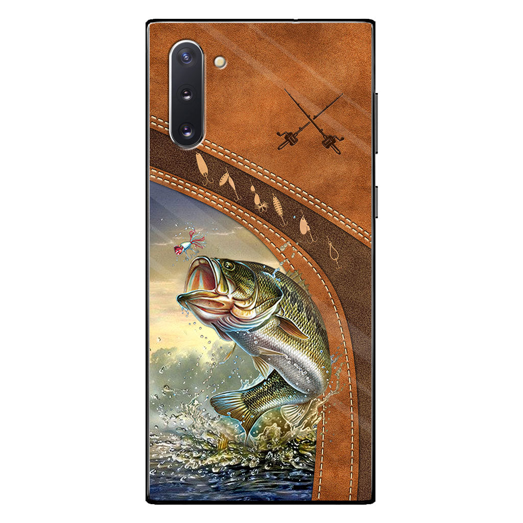 Fishing Lovers - Personalized Phone Case With Leather Pattern Print