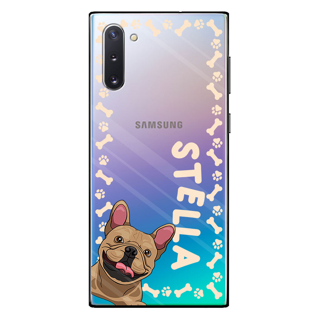 Das Leben ist schöner mit Haustieren – Personalisierte transparente Handyhülle mit Hundemotiv