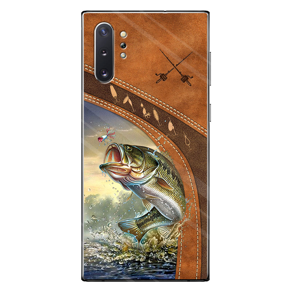 Fishing Lovers - Personalized Phone Case With Leather Pattern Print