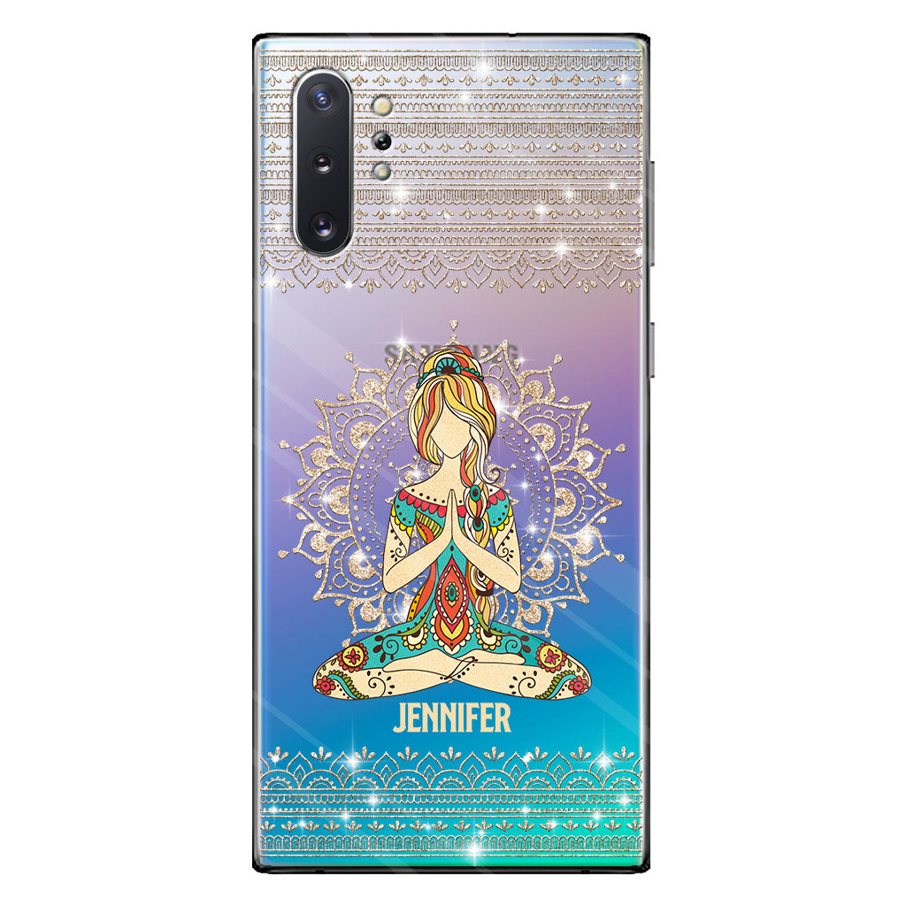 Lass das S los – Personalisierte Yoga-Handyhülle aus transparentem Material