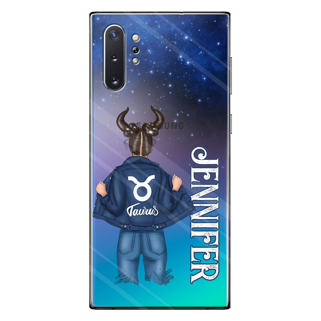 Zodiac Denim Girl - Personalized Horoscope Clear Phone Case