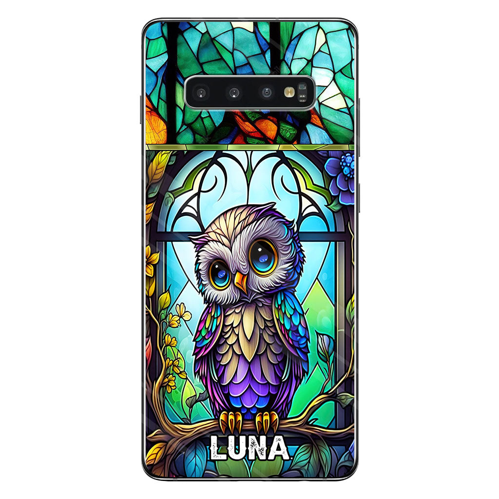 Cute Owl Stained Glass - Personalized Owl Phone case