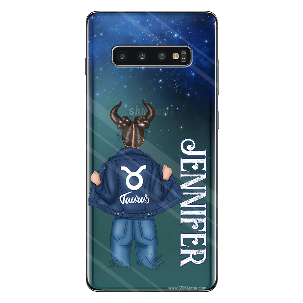 Zodiac Denim Girl - Personalized Horoscope Clear Phone Case