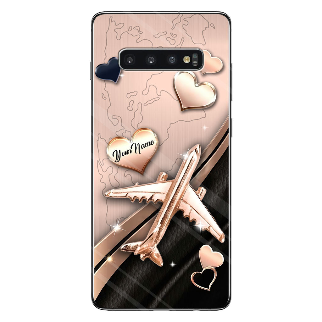 Airplane Rose Gold - Personalized Travelling Phone Case With 3D Pattern Print