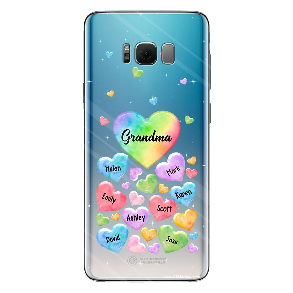 Colorful Heart Of Grandma Mother - Gift for grandma, grandma, mom - Personalized Clear Phone Case