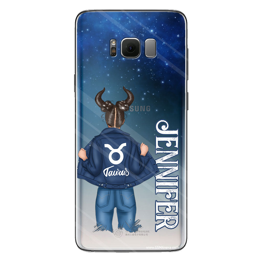 Zodiac Denim Girl - Personalized Horoscope Clear Phone Case