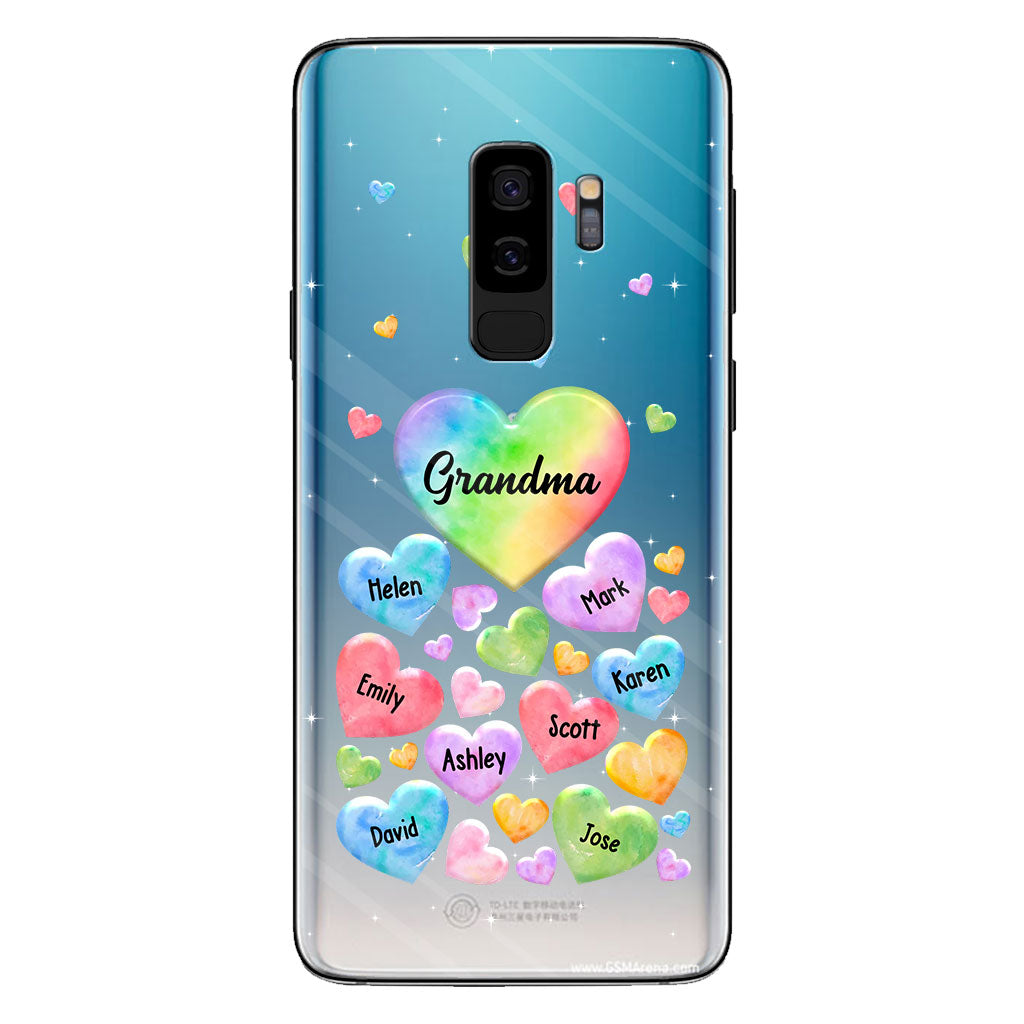 Colorful Heart Of Grandma Mother - Gift for grandma, grandma, mom - Personalized Clear Phone Case