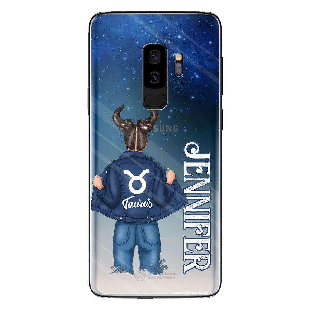 Zodiac Denim Girl - Personalized Horoscope Clear Phone Case