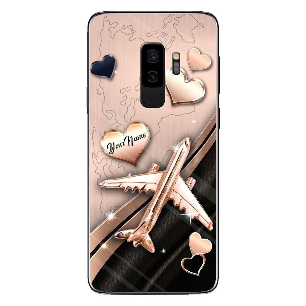 Airplane Rose Gold - Personalized Travelling Phone Case With 3D Pattern Print